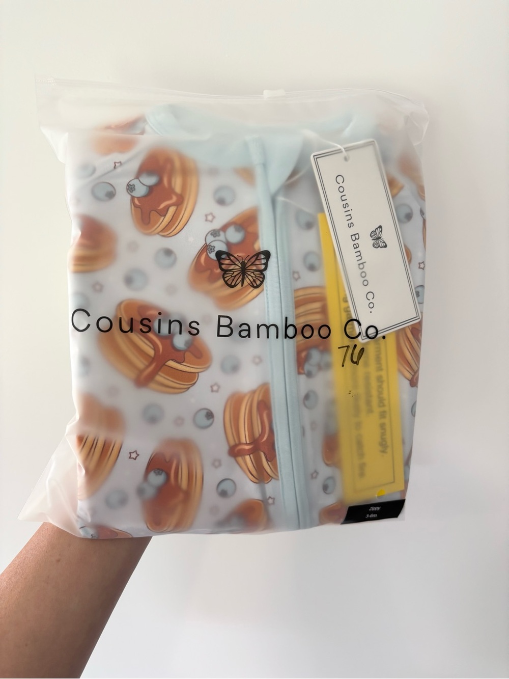 Cousins Bamboo Co. Blueberry Pancake Bamboo Zippy Pajama 3/6 month